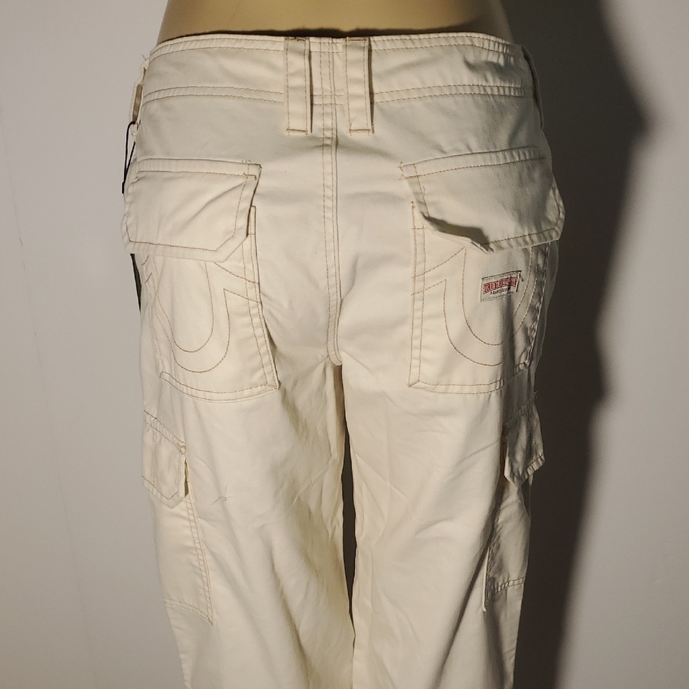 New Womens True Religion Military Cargo Pants Size 29 Cream - Picture 6 of 14